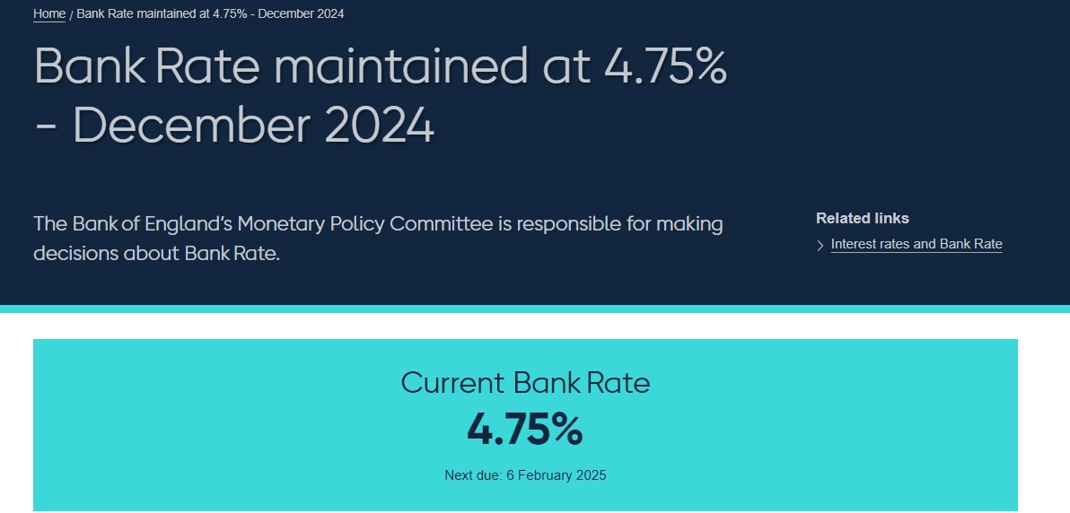 英国央行维持基准利率4.75%不变，货币政策委员会投票结果引发市场波动