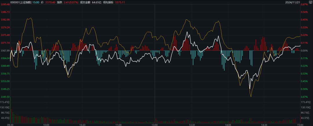 11 月 21 日市场全天窄幅震荡，三大指数涨跌不一均录得 3 连阳